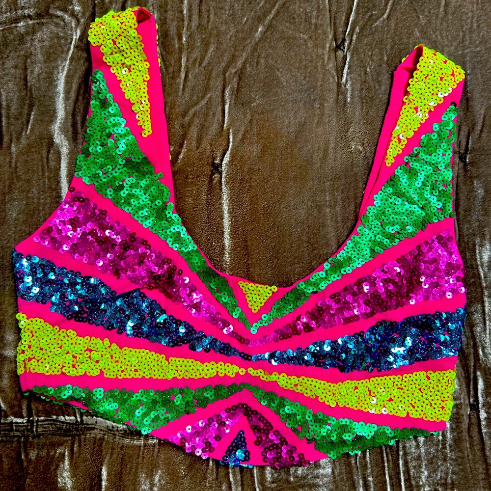 Colorblock Sequin Cropped Bralette Nasty Gal